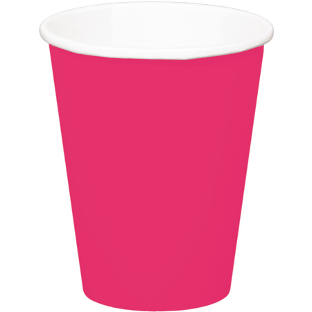 8x drink cups of papier in fuchsia 350 ml