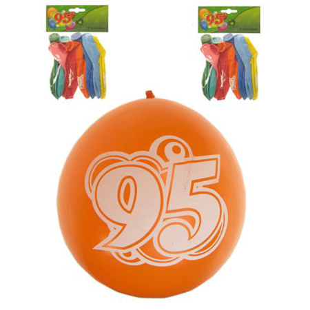 8x stuks gekleurde feest ballonnen 95 jaar verjaardag