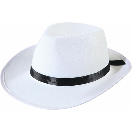 Al Capone gangster verkleed hoed wit met zwart