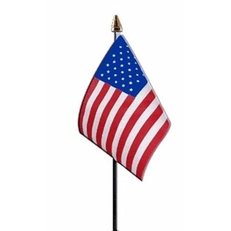 4x stuks Tafelvlaggetjes USA/Amerika op voet van 10 x 15 cm