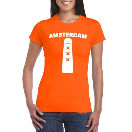 Amsterdam shirt met Amsterdammertje oranje dames
