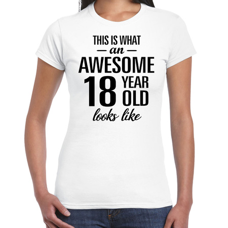 Awesome 18 year t-shirt white for women