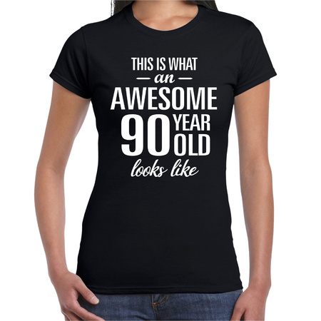 Awesome 90 year cadeau / verjaardag t-shirt zwart voor dames