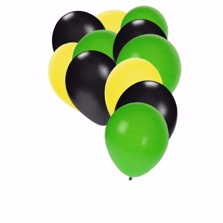 Fan ballonnen geel/zwart/groen 30 stuks