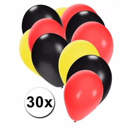 Fan ballonnen zwart/geel/rood 30 stuks