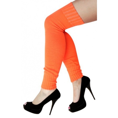Orange knitted legwarmers