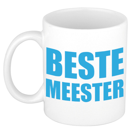 Beste meester gift coffee mug / tea cup blue letters 300 ml
