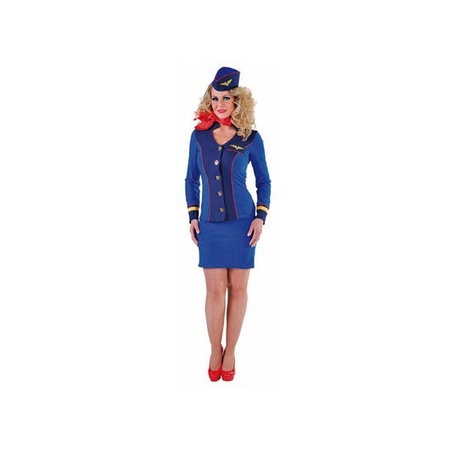 Blauw stewardessen uniform voor dames