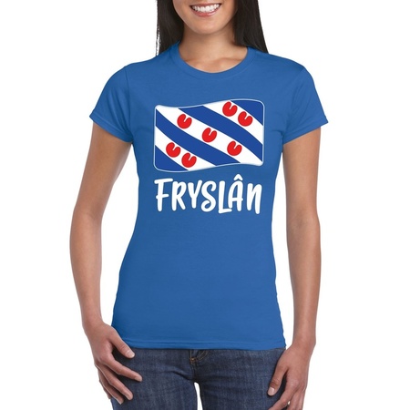 Shirt met Friese vlag blauw dames