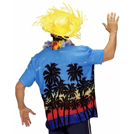 Toppers - Blue Hawaiian dress up shirt with palmtree print for men