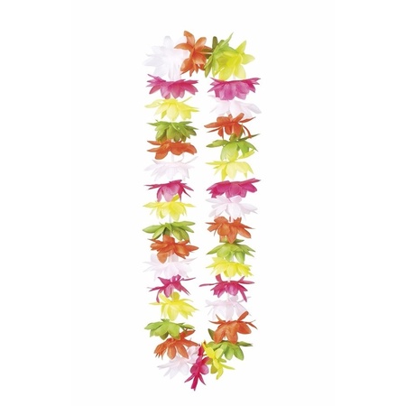 Bloemenslinger/Hawaii krans - gekleurd - 50 cm - plastic - Hawaii thema feestje