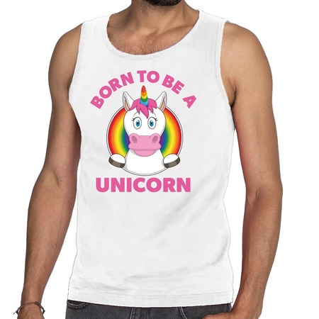 Unicorn gay pride rainbow tanktop white men