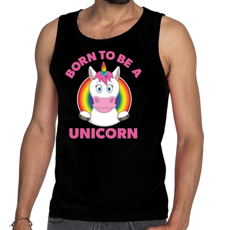 Gay pride born to be a unicorn tanktop zwart heren