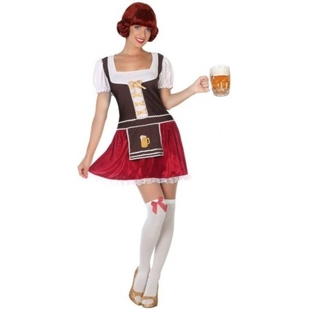 Bruine/rode bierfeest/oktoberfest jurkje verkleedkleding voor dames