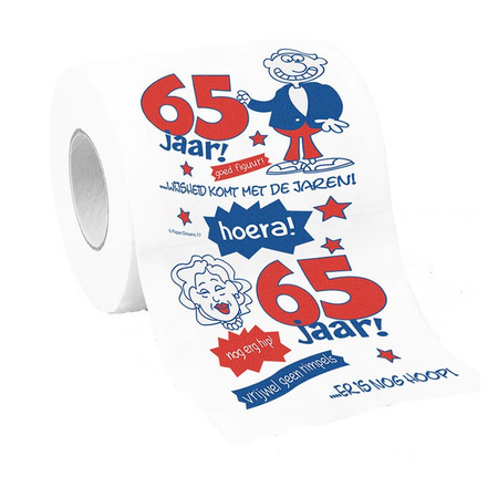 Toiletrol/wc-papier 65 jaar cadeau feestversiering/decoratie