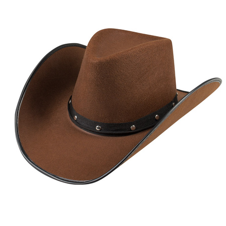Carnaval set cowboy hat Billy - brown - red handkerchief - holster and gun - for adults