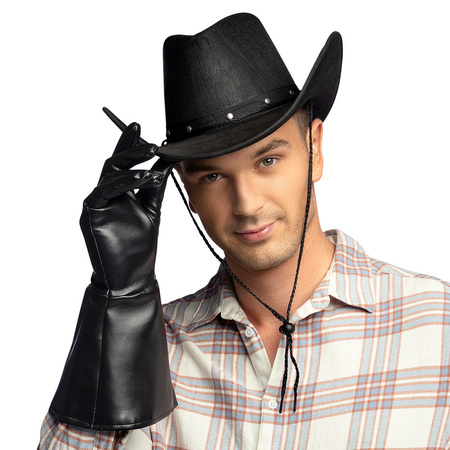 Carnaval hats - Cowboy hat Billy Boy - black - adult size - polyester