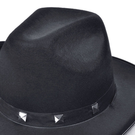 Rubies Carnaval verkleed hoed voor een cowboy - met studs - zwart - polyester - heren/dames