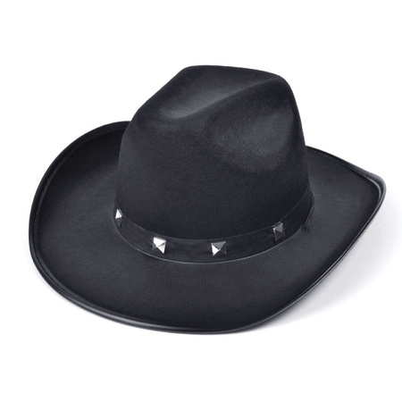 Rubies Carnaval verkleed hoed voor een cowboy - met studs - zwart - polyester - heren/dames