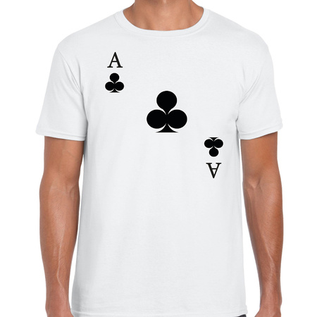 Casino theme t-shirt men - ace of clubs - cards theme party - white