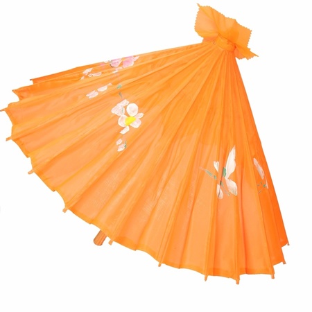 Chinese deco paraplu neon oranje 50 cm