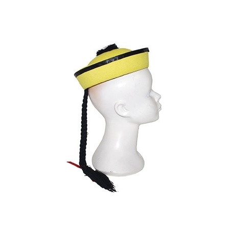 Chinese hoedjes geel met vlecht