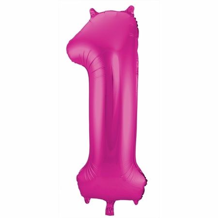 Cijfer ballonnen opblaas - Verjaardag versiering 14 jaar - 85 cm roze