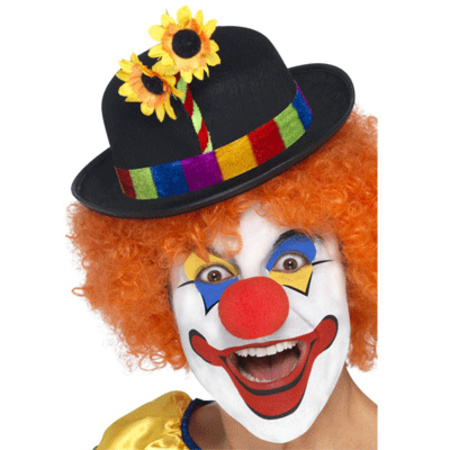Bowler for clown with flower
