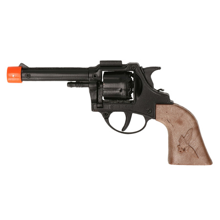 Cowboy/politie speelgoed revolver/pistool metaal 8 schots met plaffertjes