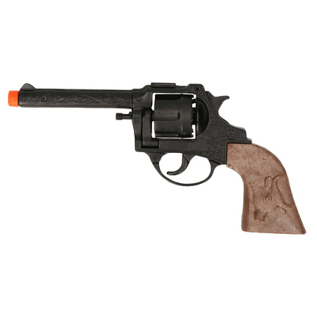 Cowboy speelgoed revolver/pistool - metaal - 12 schots plaffertjes - 24 ringen