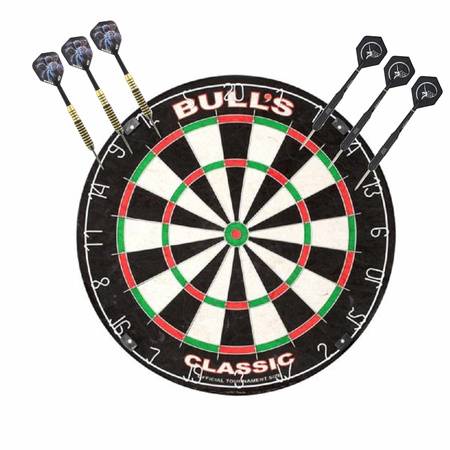 Bulls Classic dartbord set met 2 sets dartpijlen 22 grams