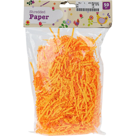 Decoratie paasgras vulmateriaal - crepe papier - oranje - 50 gram