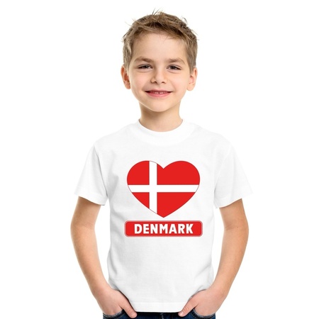 Denmark heart flag t-shirt white kids