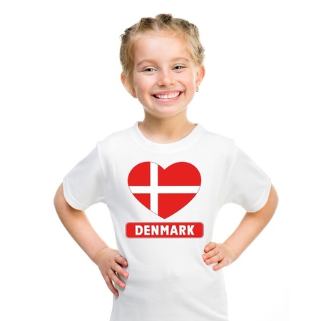 Denmark heart flag t-shirt white kids