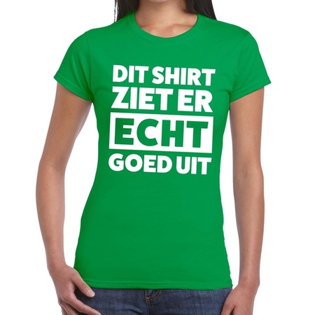 Groen feest t-shirt dit shirt ziet echt goed uit groen voor dames | Fun en Feest