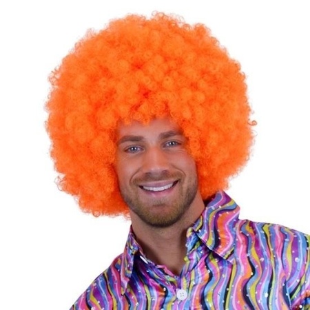 Neon orange afro wig