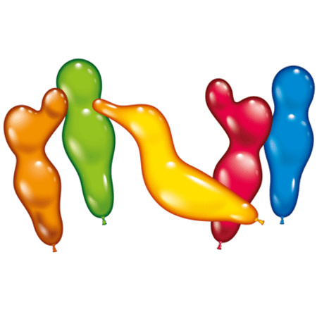 12x Ballonnen figuurtjes vrolijke kleuren
