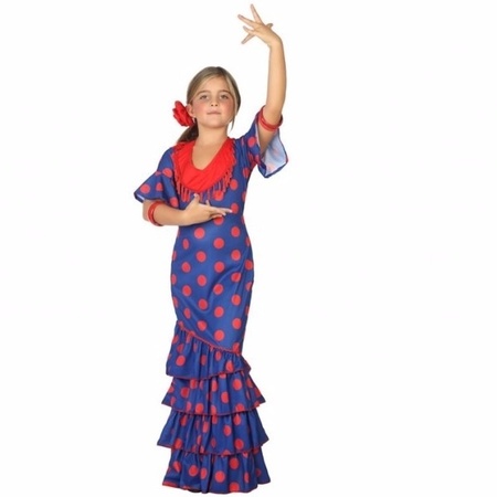 Flamenco dancer costume blue and red