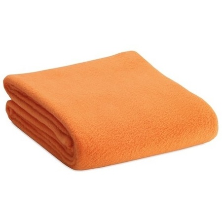 Fleece blanket/plaid orange 120 x 150 cm