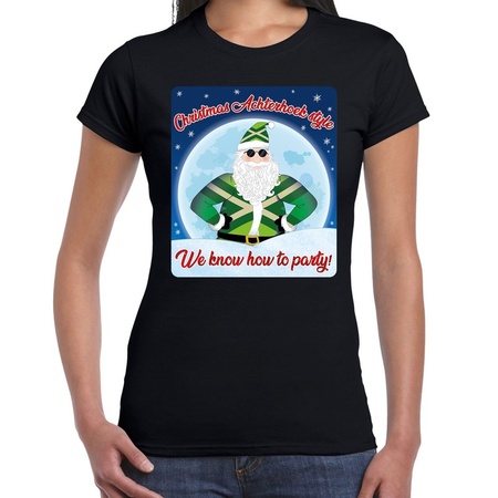 Fout kerstborrel t-shirt christmas in Achterhoek style zwart voor dames