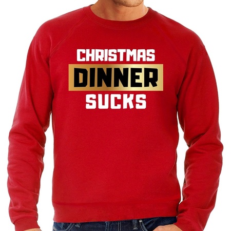 Foute kerstborrel trui / kersttrui Christmas dinner sucks rood voor heren