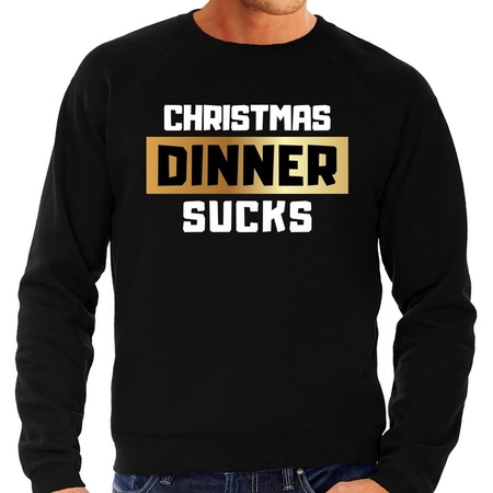 Foute kerstborrel trui / kersttrui Christmas dinner sucks zwart voor heren