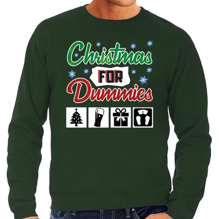 Foute kerstborrel trui / kersttrui Christmas for dummies groen voor heren
