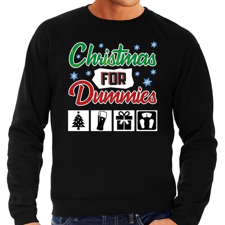 Foute kerstborrel trui / kersttrui Christmas for dummies zwart voor heren