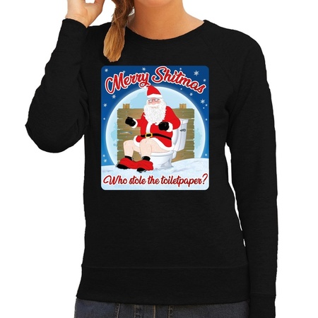 Christmas sweater merry shitmas toiletpaper black for women