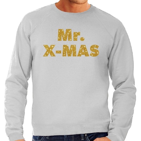 Grey Christmas sweater Mr. x-mas gold for men