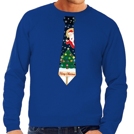 bus Verdrag Bemiddelaar Foute kerst sweater met kerstmis stropdas blauw voor heren | Fun en Feest