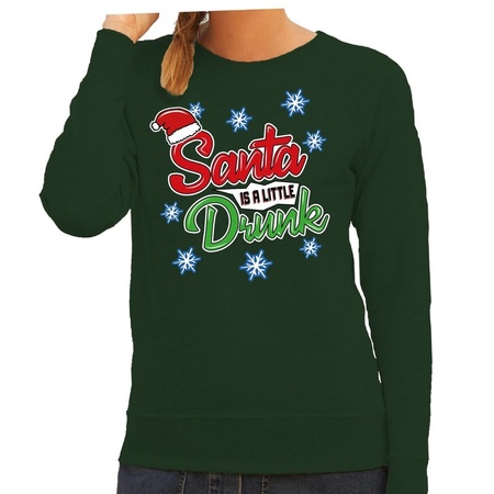 Groene kersttrui / kerstkleding Santa is a little drunk voor dames