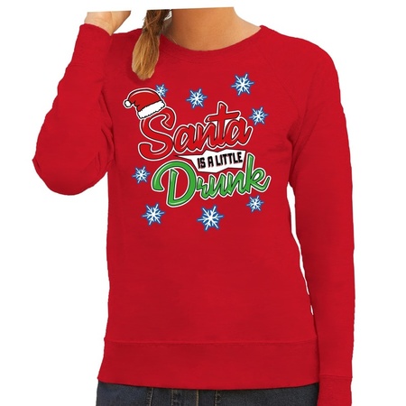 Christmas sweater Santa is a little drunk red for women