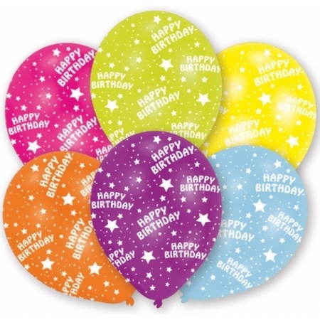 Gekleurde verjaardag ballonnen 6x stuks